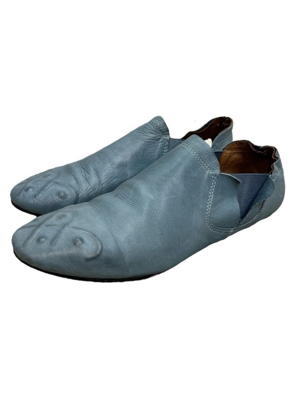Bueno Turkey soft blue leather molded detail slip on shoes slides EU 40 US 9-9.5
